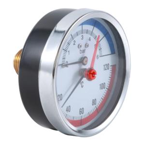 Thermomanometer  black steel case  back mount  brass connection