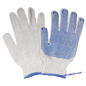 COTTON KNIT GLOVES PVC DOTTED