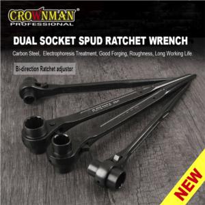 CROWNMAN Good Quality Dual Socket Spud Ratchet Wrench For Scaffolding Construction