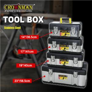 Stainless & Plastic Tool Box With Removal Tray For Tool Storage