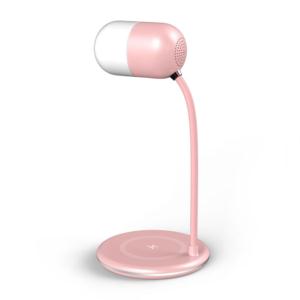 3 in 1 dimmable LED desk lamp with bluetooth speaker wireless charger for bedroom