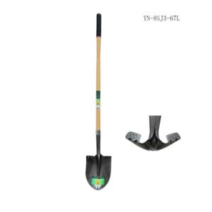 Round point shovel long handle