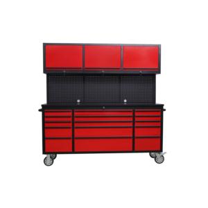 72 inch red coating tool chest with pegboard
