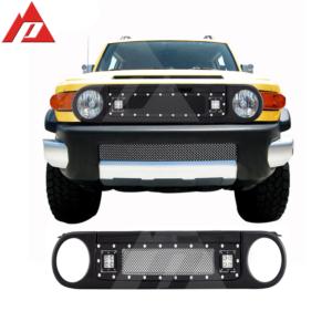 07-14 Toyota FJ Cruiser Evolution Matte Black Stainless Steel Wire Mesh Packaged Grille With Two LED Lights