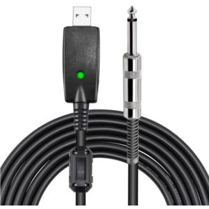 10FT USB Guitar Cable -USB 2.0 Interface Male to 6.35mm 1/4