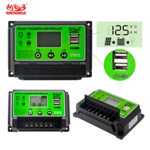 12V/24V 20A PWM Solar Charge Controller with Double USB Output 5V 2A