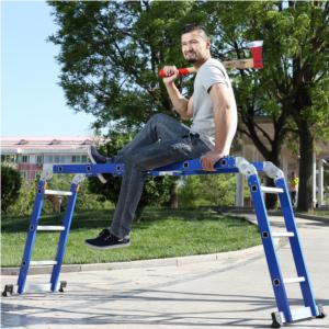 Blue painted aluminum extension ladder function folding stair and multi purpose ladder