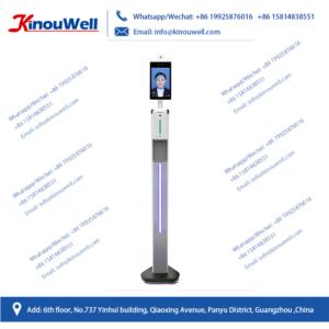 Temperature measuring device with face recognition and auto fever alarm functions and soap dispenser