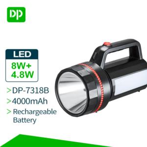 DP rechargeable 8W LED searching light with 4000mAh battery and high brightness and side light