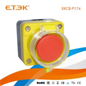 EKCB-J174 One Red Mushroom Head Button 40mm Latching Turn to Release Cover with Lock Control Box