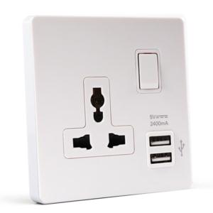 DELIXI 220V 3 Pin Plug 13A 5 Pin Zigbee Universal Uk Electrical Multi Wall Socket Outlet Panel Switch Dual Usb Charger Port