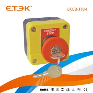 EKCB-J184 One Red Mushroom Head Button 40mm Latching WITH KEY Control Box