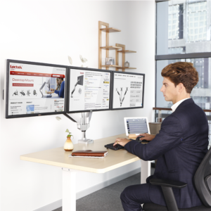 Aluminum Gas Spring Triple-Monitor Arm with USB Port DLB523