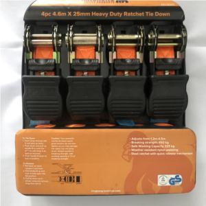 4pc 4.6m*25mm Heavy Duty Ratchet Tie Down