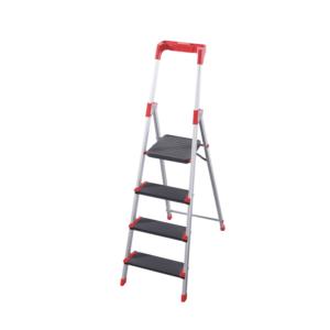 Aluminium 4 step household ladder with work tray