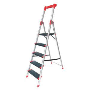 Aluminium 5 step household ladder with work tray
