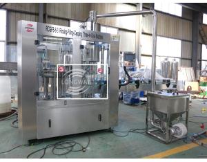 100% Factory 3 in 1 Small plastic bottle juice pulp bottling  / hot filling machine with agitator