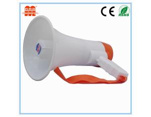 Portable megaphone with rechargeable battery and record