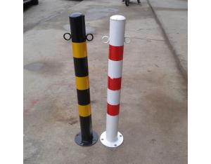 Steel warning column white and red guide traffic metal bollard