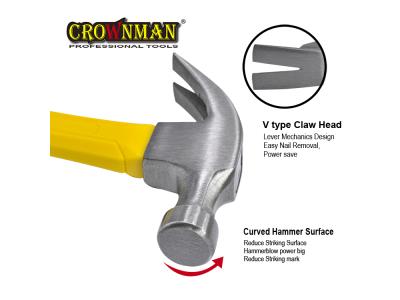 CROWNMAN Hand Tools of Claw Hammer Fiberglass Handle