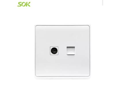 1 Gang TV Socket + 1 Gang RJ45 LAN Outlet C White