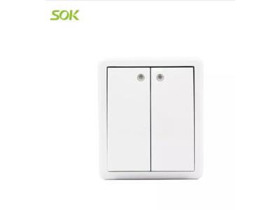 2 Gang 1 Way Light Switch with LED Indicator(Surface Mounted)