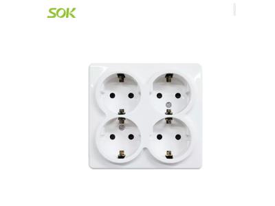 Quadriple Schuko Outlet with Shutter (Surface Mounted)