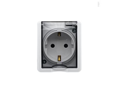 Single Schuko Power outlet with shutter (Surface Mounted) IP44