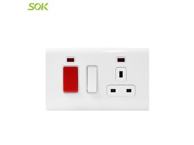 45A Cooker Unit Outlet with Neon C White