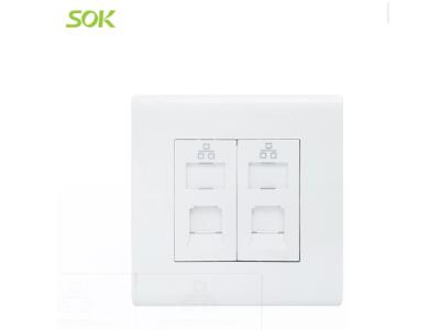 RJ45 LAN Socket Outlets C White 2 Gang