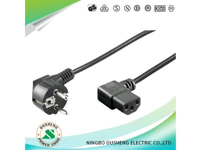 CEE7/7 Schuko Plug to IEC 60320 C13 European Power Cord DesktopAngledStraight