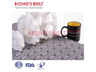 HONGSBELT HS-3900C-N Roller top modular plastic conveyor belt for tire sorting line