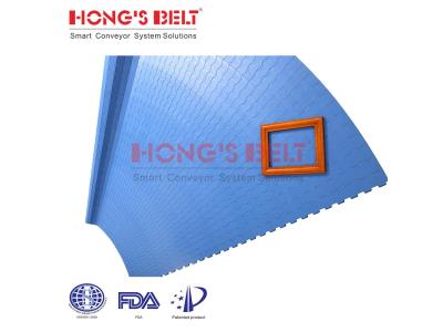 HONGSBELT HS-2000A plate top turning modular plastic conveyor belt with fixed inner radius