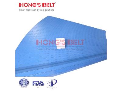 HONGSBELT HS-2000A plate top turning modular plastic conveyor belt with fixed inner radius