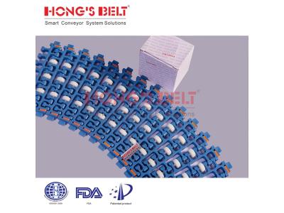 HONGSBELT HS-300B-PLUS-C Roller top modular plastic conveyor belt for box transporting