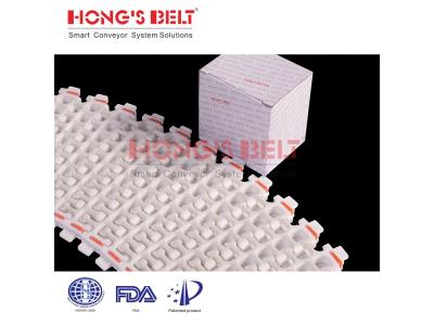 HONGSBELT HS-300B-PLUS-EL Curved modular plastic conveyor belt for inclined conveyor