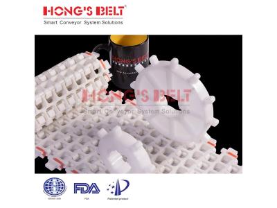 HONGSBELT HS-300B-PLUS-EL Curved modular plastic conveyor belt for inclined conveyor