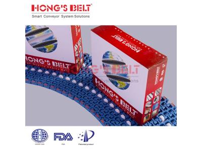 HONGSBELT HS-300C Roller top modular plastic conveyor belt for box transporting