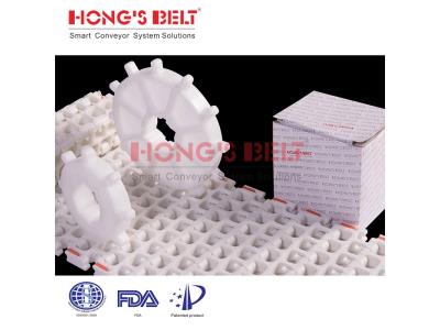 HONGSBELT HS-300B-EL Friction top modular plastic conveyor belt for inclined conveyor