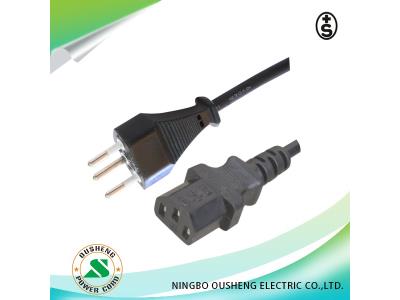 Switzerland 3 pin plug to IEC 60320 C13 power cord