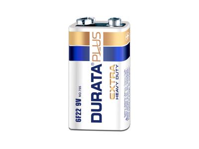 Durata Plus 9V Size 6f22 Extra Heavy Duty Zinc Carbon Dry Cell Battery