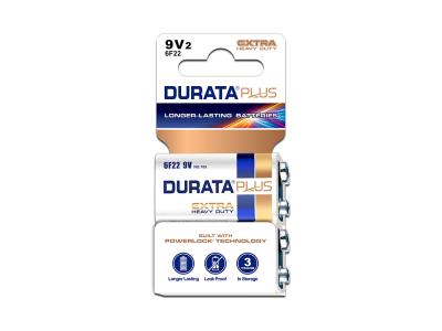 Durata Plus 9V Size 6f22 Extra Heavy Duty Zinc Carbon Dry Cell Battery 