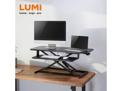 GAS SPRING SIT-STAND DESK CONVERTER WITH COMPACT KEYBOARD TRAY (950MM LENGTH)