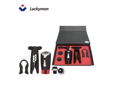 Luckyman Hot Sale Automatic Air Pump Wine Accessories With Foil Cutter Vacuum Stopper 