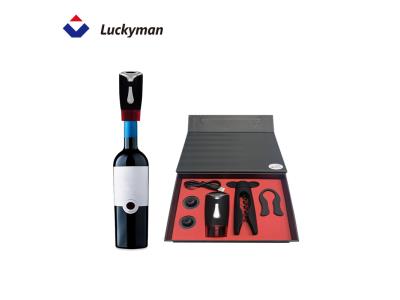 Luckyman Hot Sale Automatic Air Pump Wine Accessories With Foil Cutter Vacuum Stopper 