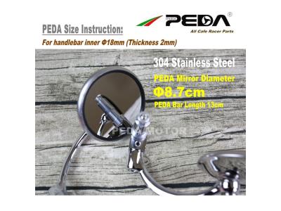 PEDA 2018 Cafe racer parts vintage mirror Round stainless steel motorcycle vintage sidevie