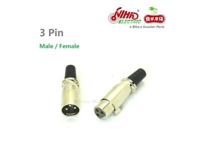 50 E-BIKE 3 Pins/Poles XLR Male Connector For Ebike Bicycle Electric Scooter E bikes Motor