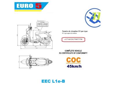 EEC COC electric scooter e motorcycle EURO 5 (Roma) EV33