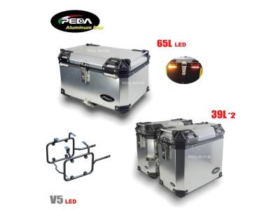 V5-7 Motorcycle Aluminum Box with LED Winker 65L 39L Top Case Side Pannier Scooter Rear