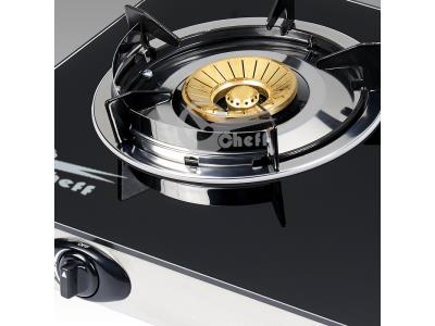 High quality double burner brass cap glass gas cooker stove